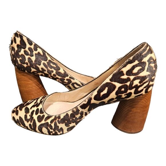 LOUISE ET CIE Leopard Print Ponyhair Block Heels - Size 10 1/2 - Picture 2 of 7